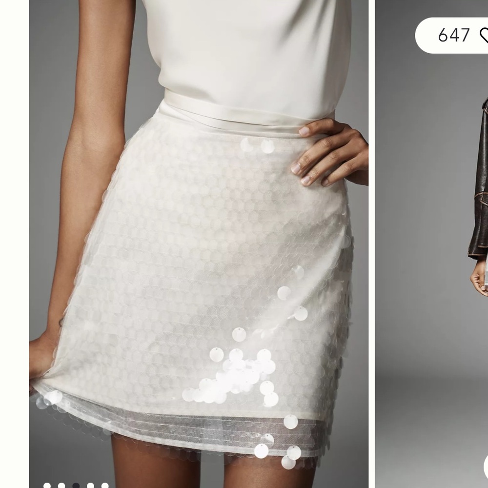 Anthropologie WAYF Cream Sequin Mini Skirt Size XS - Excellent Condition - Picture 11 of 12